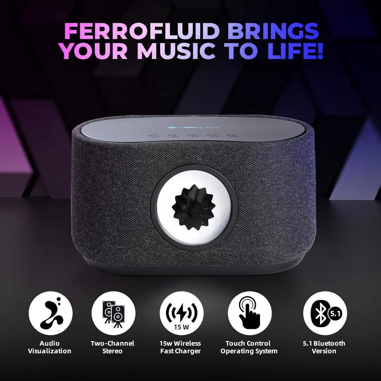 Magnetic Fluid Wireless Charging Bluetooth Speaker - High-Quality Stereo 3D Surround Sound with Deep Bass for Desktop and PC