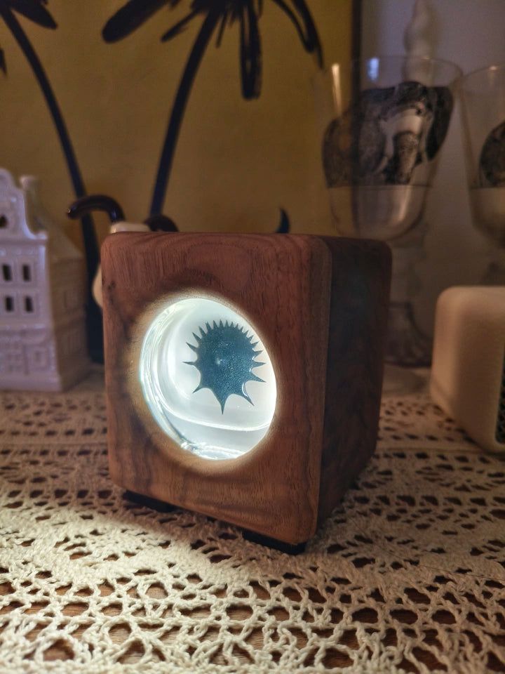 Handcrafted Walnut Wood Magnetic Fluid Music Rhythm Lamp