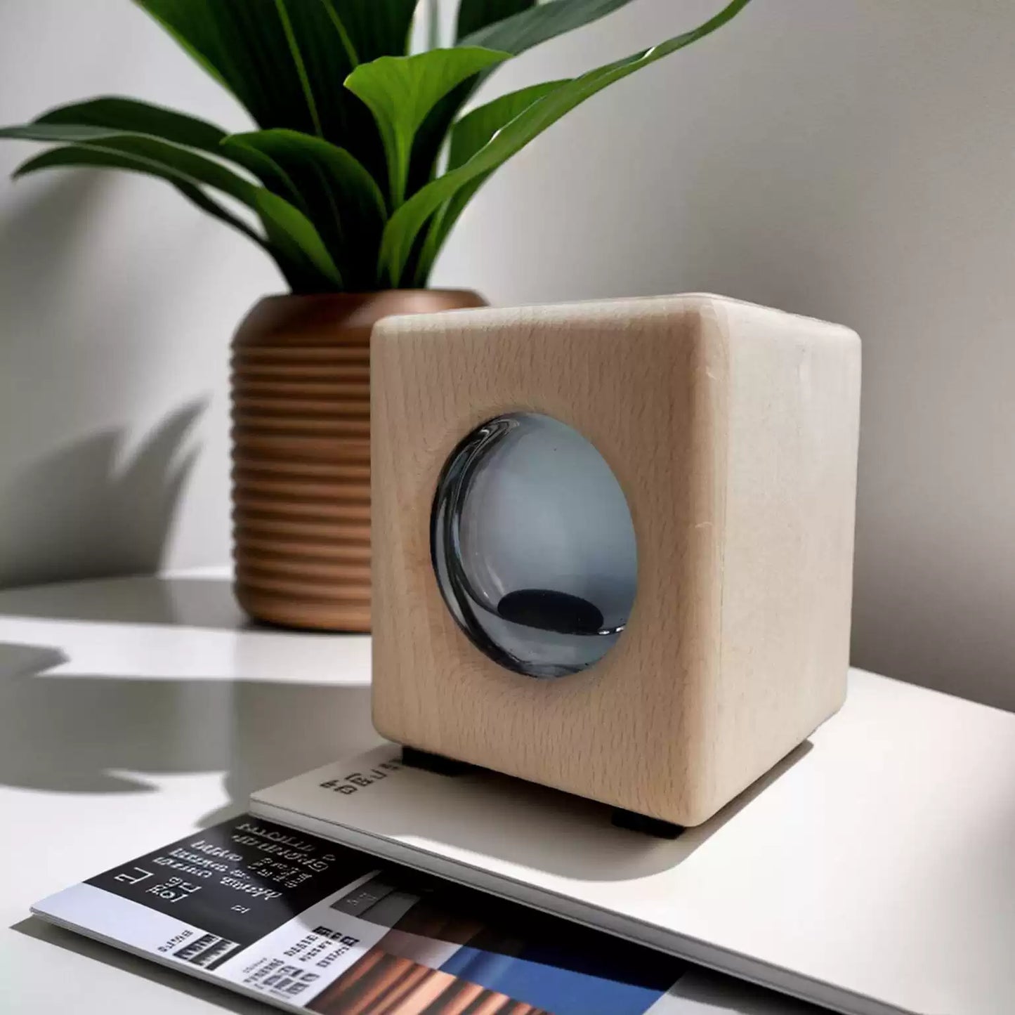 Handcrafted Walnut Wood Magnetic Fluid Music Rhythm Lamp