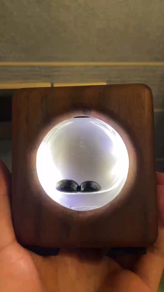 Handcrafted Walnut Wood Magnetic Fluid Music Rhythm Lamp