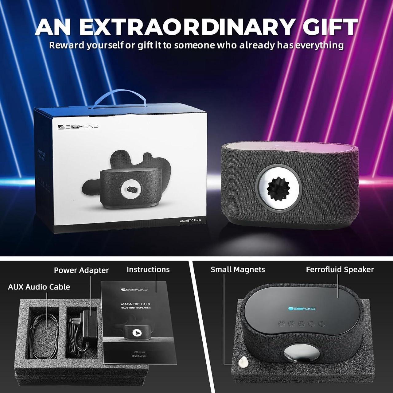 Magnetic Fluid Wireless Charging Bluetooth Speaker - High-Quality Stereo 3D Surround Sound with Deep Bass for Desktop and PC