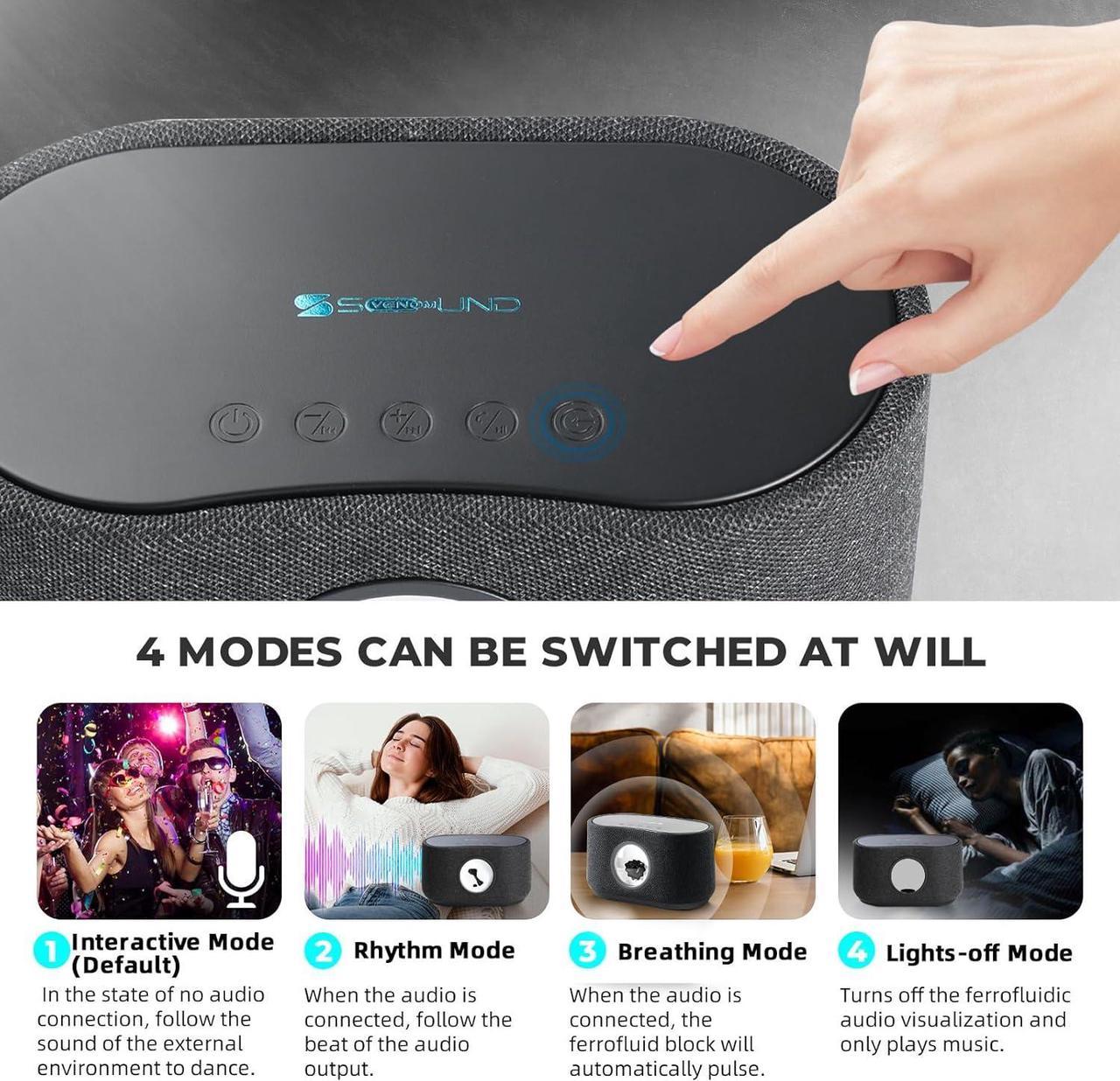 Magnetic Fluid Wireless Charging Bluetooth Speaker - High-Quality Stereo 3D Surround Sound with Deep Bass for Desktop and PC