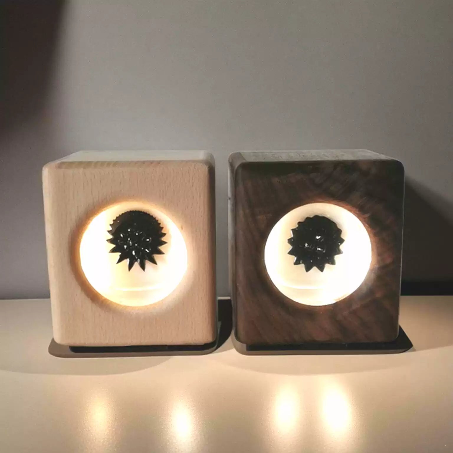 Handcrafted Walnut Wood Magnetic Fluid Music Rhythm Lamp