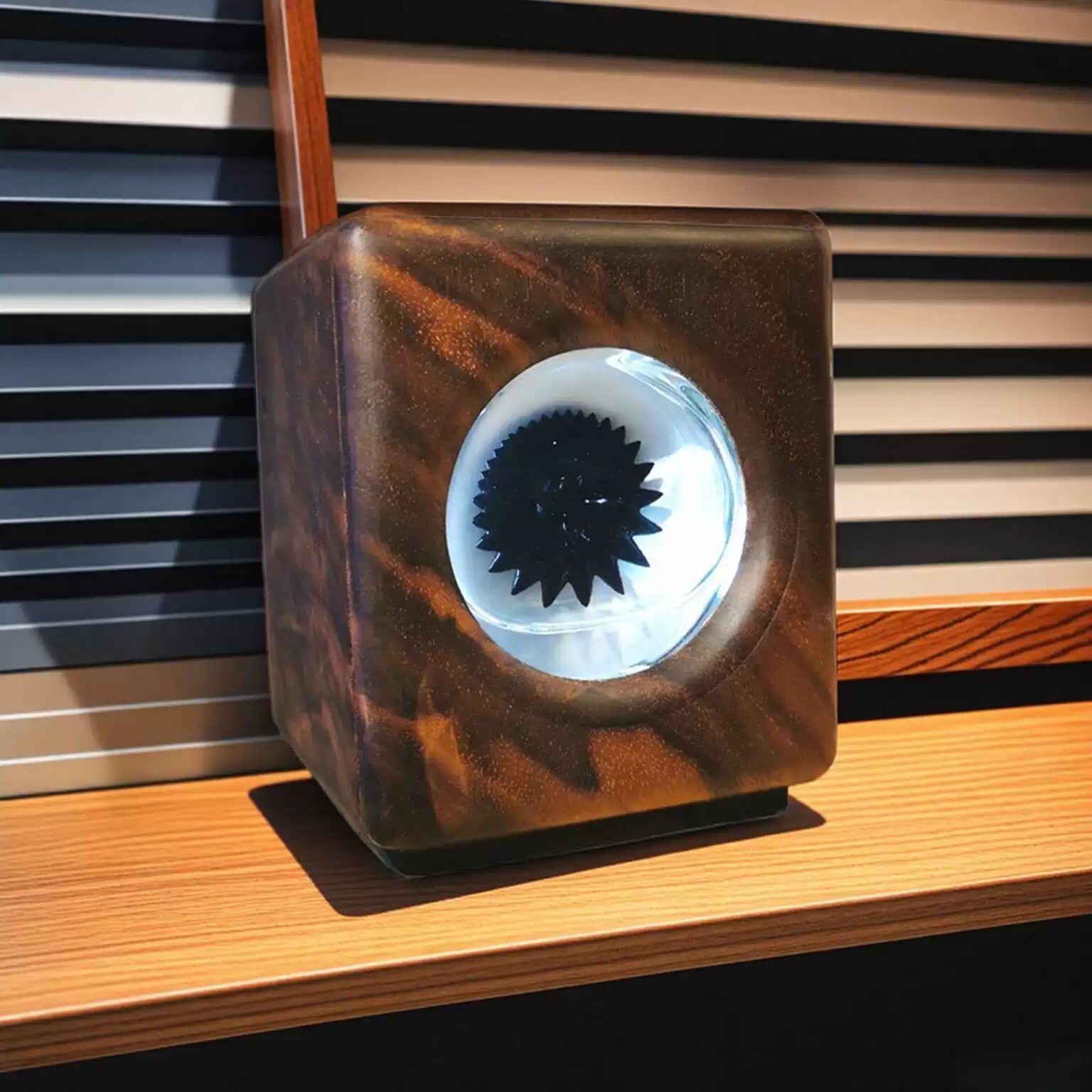 Handcrafted Walnut Wood Magnetic Fluid Music Rhythm Lamp