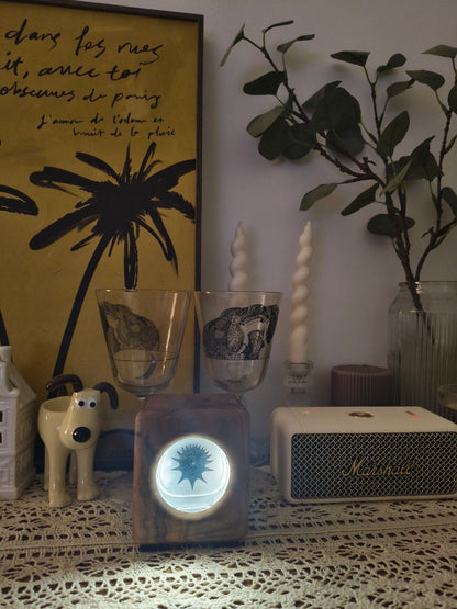 Handcrafted Walnut Wood Magnetic Fluid Music Rhythm Lamp